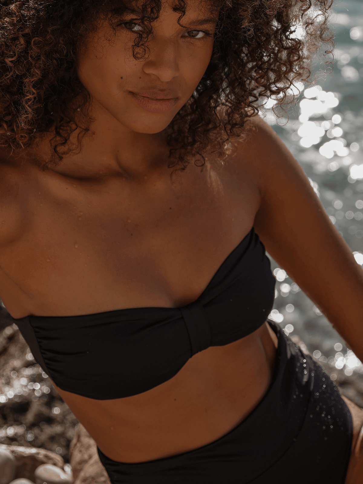 Daphne Bandeau Bikini Top - Black - Capri Swimwear